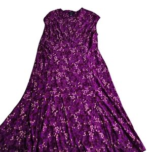 CHAPS sleeveless dress. Purple with multi color print. Size XL
